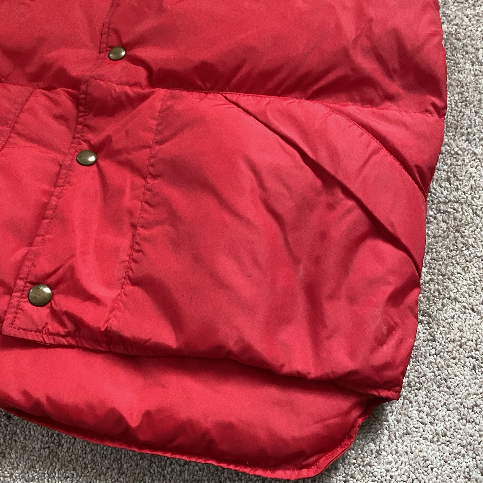 Vintage 70s Woolrich Puffer Vest Mens Medium M Red Goose Down Jacket Insulated image 4