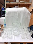 Vtg Anchor Hocking Early American Prescut Star of David Pitcher & glasses exc.