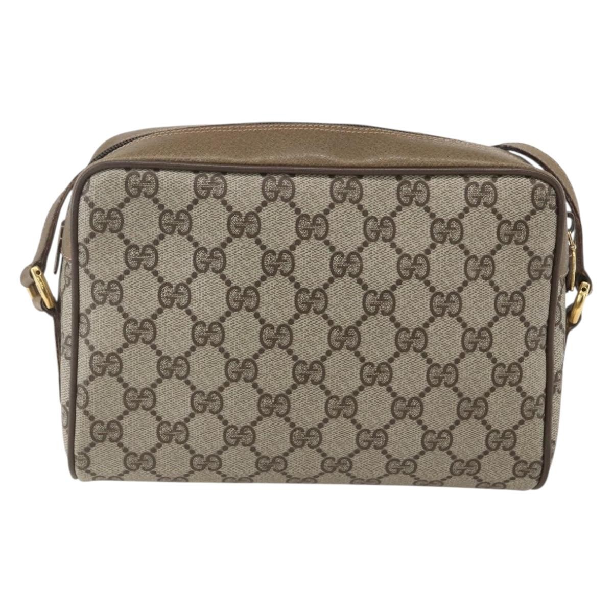 GUCCI GG Supreme Web Sherry Line Bag PVC Beige Gold 56 02 087 Auth