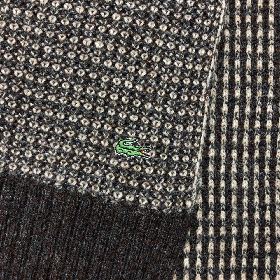 Bufanda de lana vintage Lacoste clásica acanalada tejida invierno calentador cuello bufandas Foto 4 de 4
