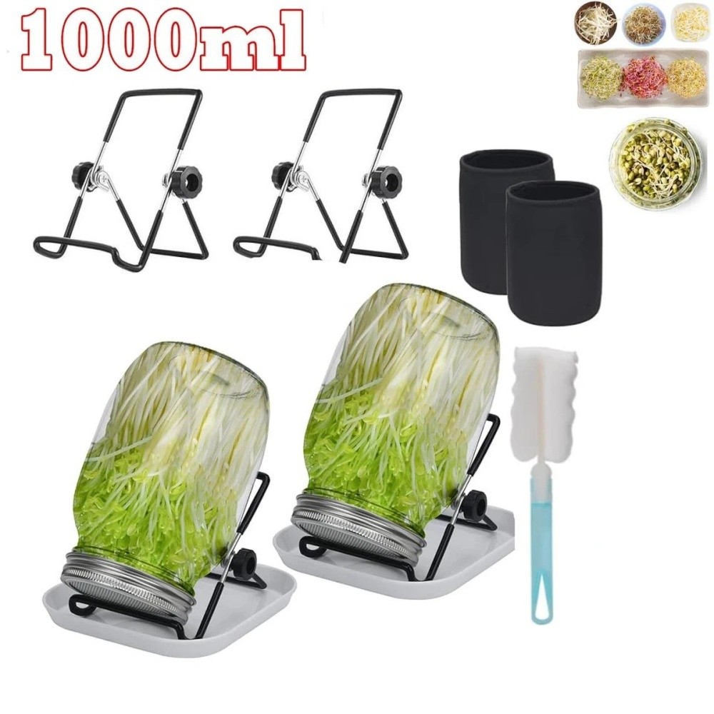2x 1000 ML Sprossenglas Set Sprossengläser Das Keimglas Für Sprossen Keimen Neu