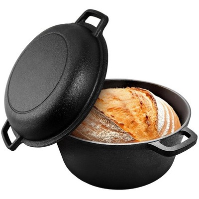 450°C Gusseisen Topf 26cm Brotbackform mit Deckel Ideal Brotform + Schaber 2 in1