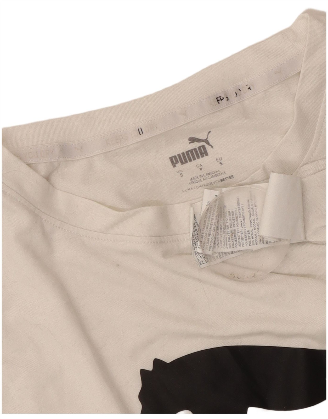 Puma Womens Crop Graphic T-Shirt Top UK 10 Small White Polyester CH16 thumbnail 3