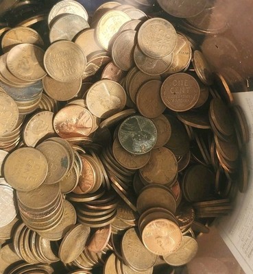Over 1 Pound Wheat Pennies 1930-1959 W/4 Unc. Rolls 57,58,58d 59 In The Mix