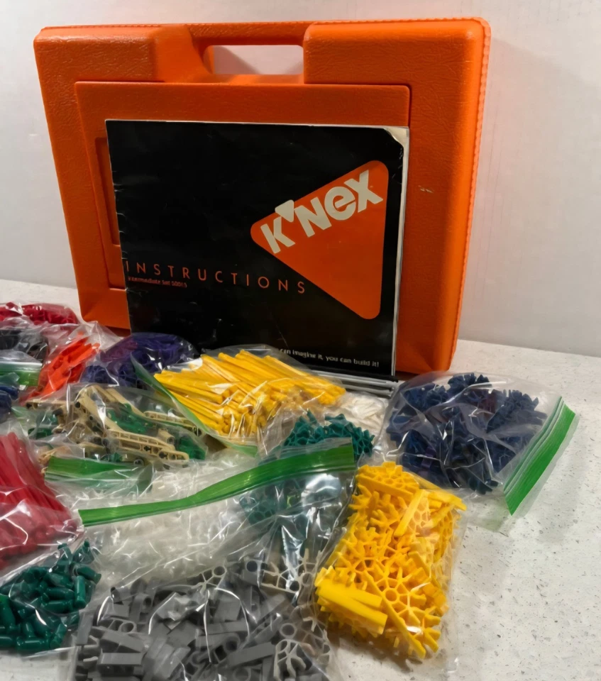 Vintage 1993 K'NEX Intermediate Set #50015 Orange Case & Manual - Incomplete  - Image 3 of 4