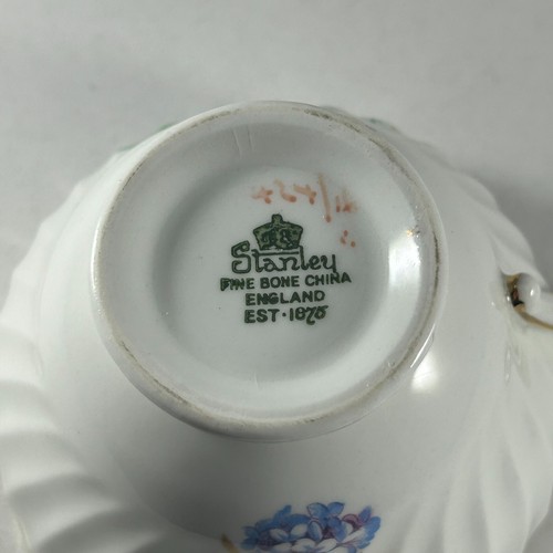 Stanley Bone China Pink / Blue Floral Tea Cup & Saucer Trimmed In Gold - Picture 10 of 12