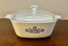 Vtg Corning Ware Pyrex Lid Blue Cornflower White Casserole Oven Safe 1.5 Qt