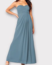 Lulus Women  s With All My Heart Dress Small Pleated Strapless Maxi Slate Wedding