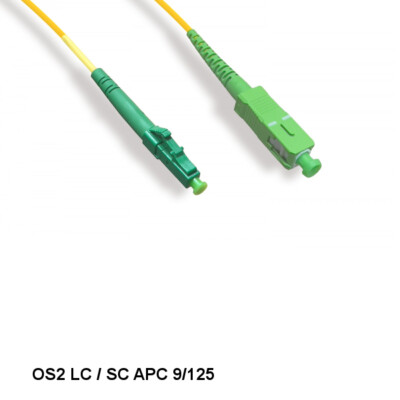 Kentek 2m LC/SC APC OS2 9 /125 Simplex Single-Mode Fiber Patch Cord OFNR