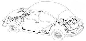 Wiring Harness,Complete, Generator or Alt. Bug ' 72 - ' 73 ... vw bug complete wiring harness 