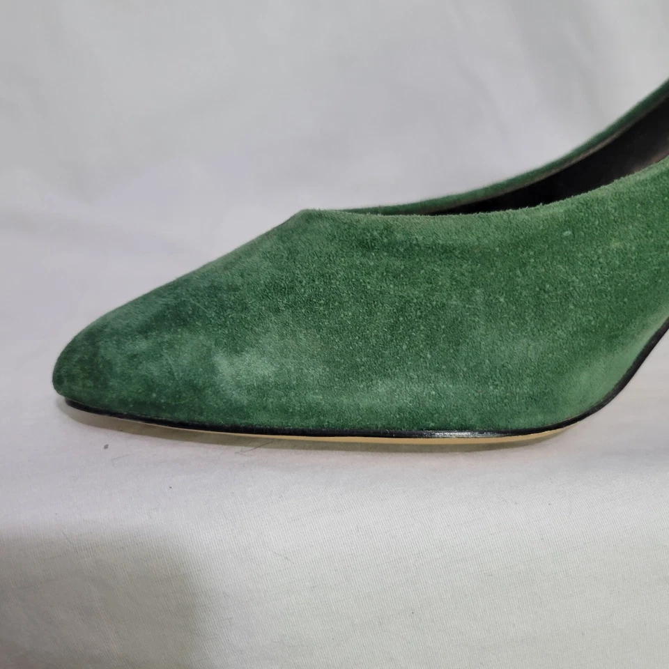 Nicole Suede Vintage Stiletto High Heels Forrest Green Career Dressy Y2K Sz 9AA - Image 4 of 4