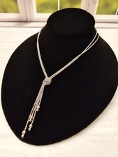 SILPADA Sterling Silver 925 Forget Me Knot Tie Double Chain Necklace N1497
