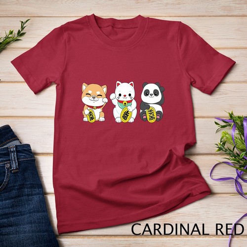 Linda Camiseta Unisex Panda Japonés, Maneki Neko Lucky Cat y Shiba Inu - Imagen 2 de 15