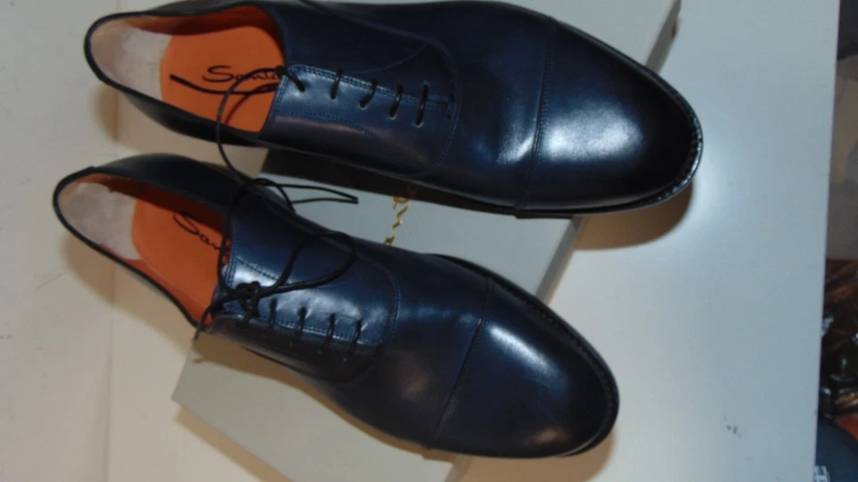 SANTONI STRINGATE IN VERA PELLE NUOVA COLL. 43,5  BLU 750,00 CART. SAN-C-016G - Immagine 3 di 4