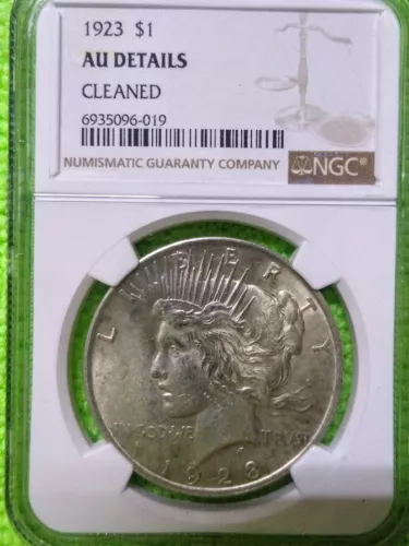 1923 AU AMERICAN PEACE SILVER DOLLAR * TRUSTED NGC AU