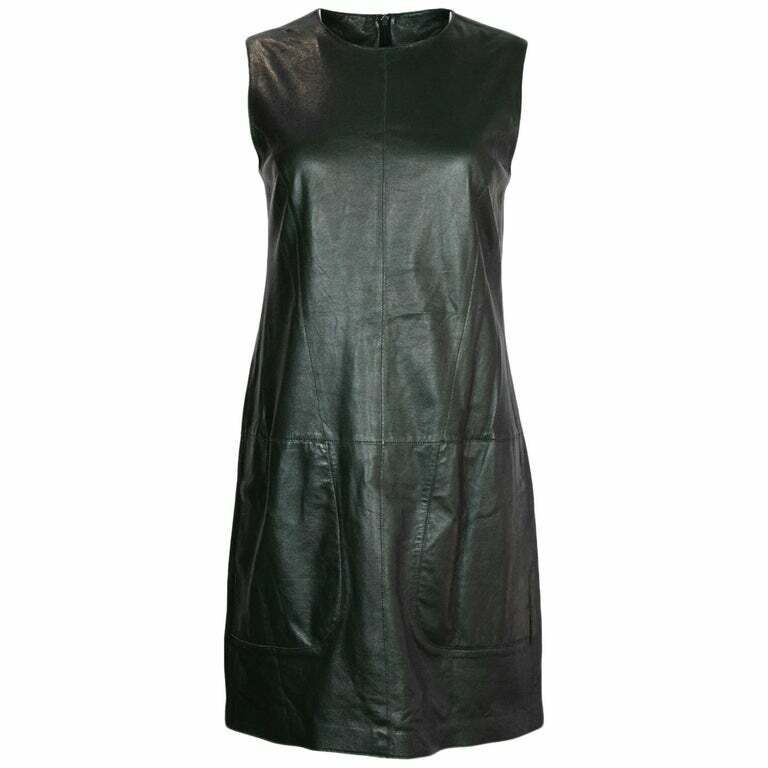 chinese dress ladies Talia Tiered PU Leather Midi Dress Hunter Green / S