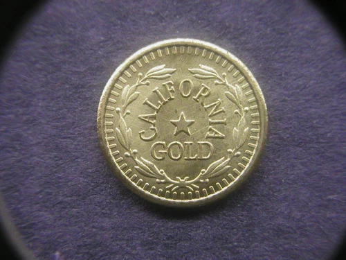 1860 Round Indian Head California Gold 2 1/2 Dollar Token/Coin: Center Star back