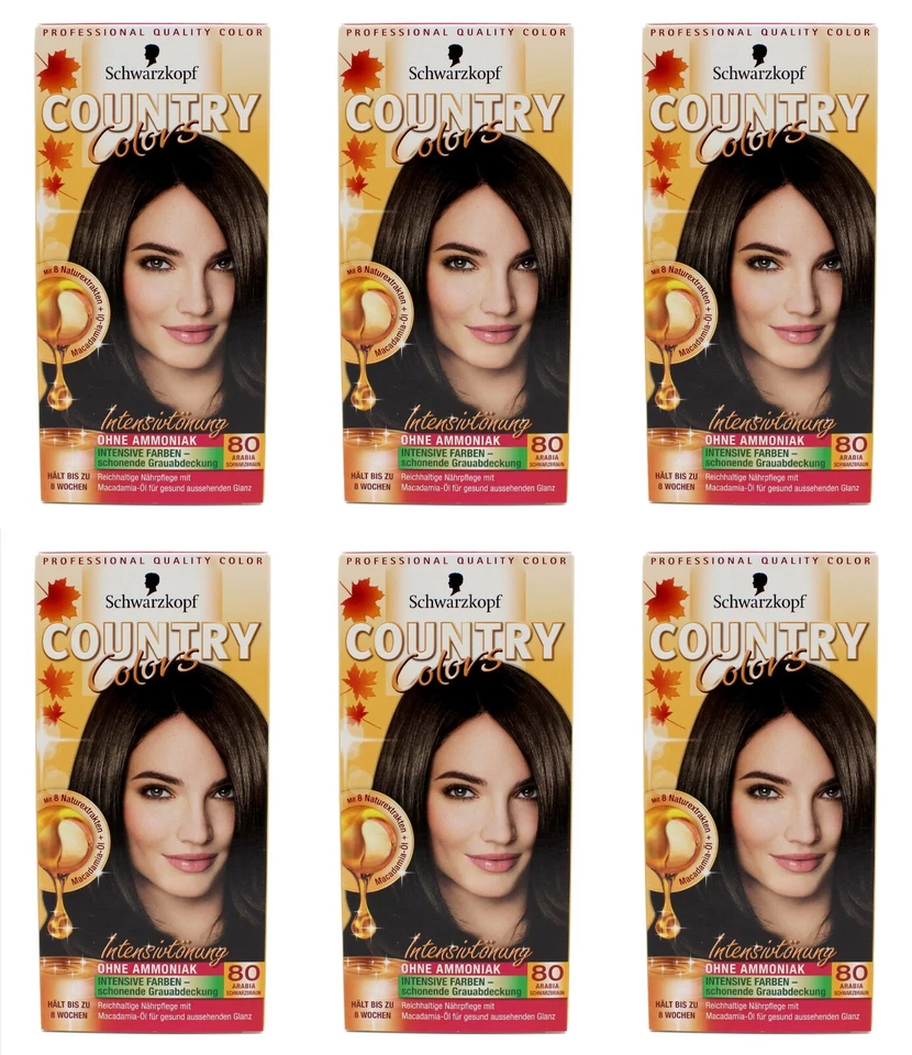 Schwarzkopf Country Colors Intensivtönung 80 Schwarzbraun 6er Pack EA523714