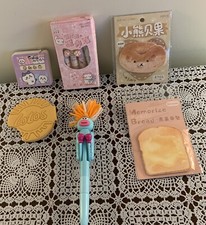 Sanrio Boxed Pen Set Boxing Robot Pen Notepads Cat Bagel Cookie Bread Brand New