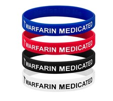 x2 PACK Warfarin Anticoagulant Medical Alert Wristband Bracelet Blood Thinner UK