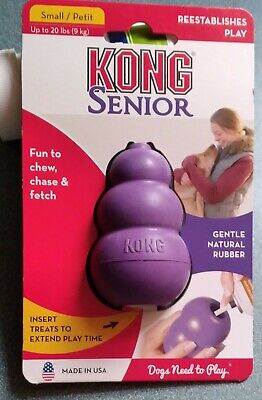 KONG Senior Dog Toy Gentle Natural Purple Rubber Chew, Chase and