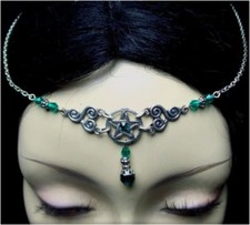 ^v^Nakrycie głowy*Pentakel*LARP*koło*gotyk*szmaragd*pentagram*średniowiecze^v^