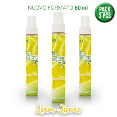 LES AROMES Deodorante profumo auto e ambiente Spray 60 ml Limone - Pack 3 pz