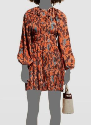 orange pleated mini dress Reiss Acler Fitted Pleated Mini Dress in Orange