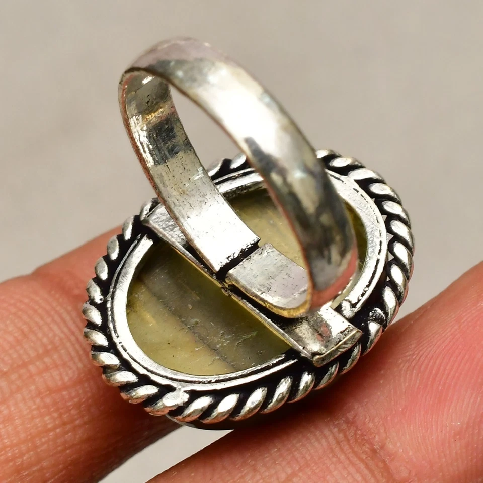Anello gioiello in argento sterling 925 con pietra preziosa labradorite misur... - Immagine 4 di 4