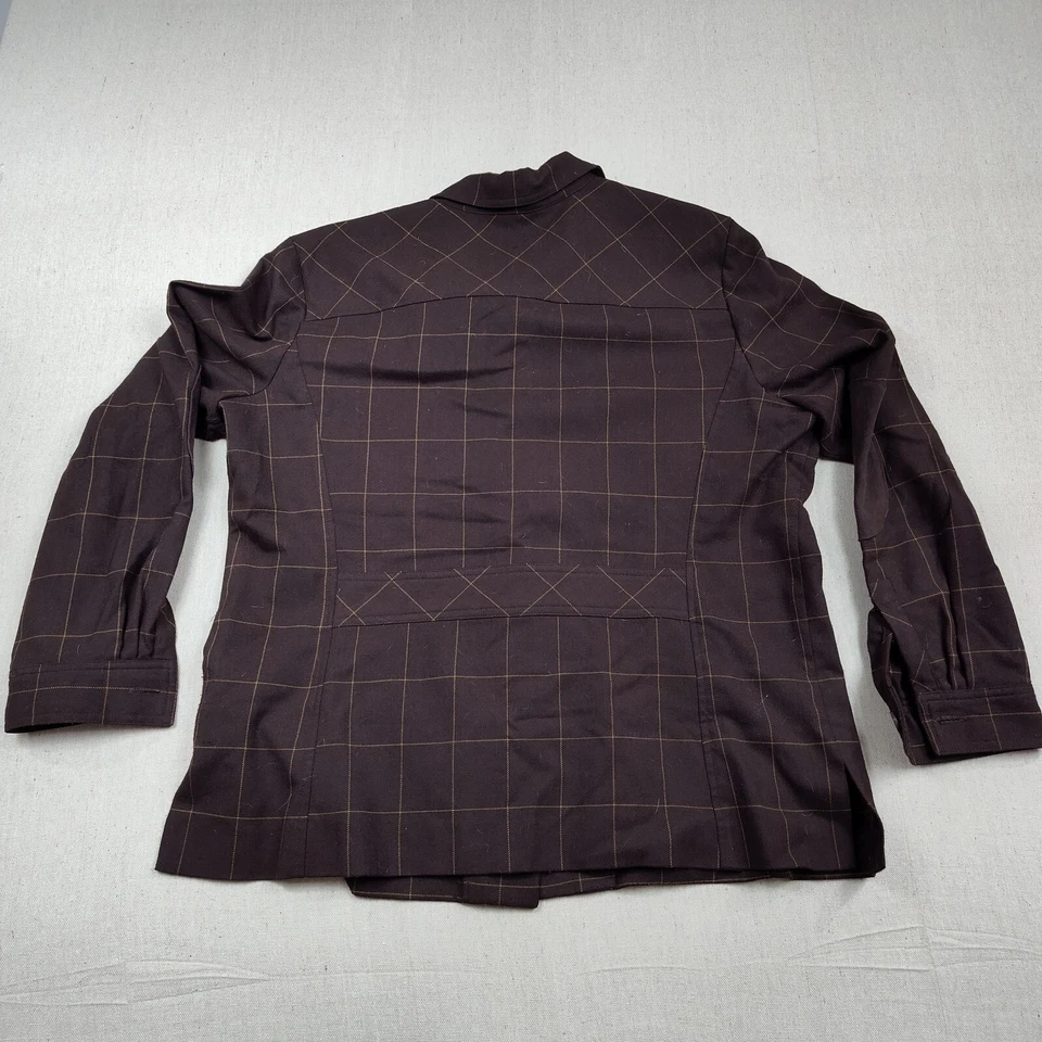 NORTON STUDIO Mujer Marrón Tostado Franela Cuadros Botón Camisa Chaqueta Elástica Talla 16 Foto 2 de 4