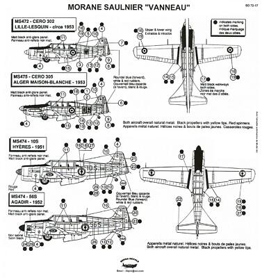 Berna Decals 1/72 MORANE SAULNIER VANNEAU French Air Force Trainer