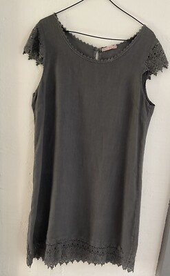 Miss Sugar Linen Shift Dress In Grey Size M (14) | eBay UK