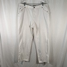 Caribbean Joe Carpenter Pants Women's 16 White Pockets Button Zip Casual Cotton