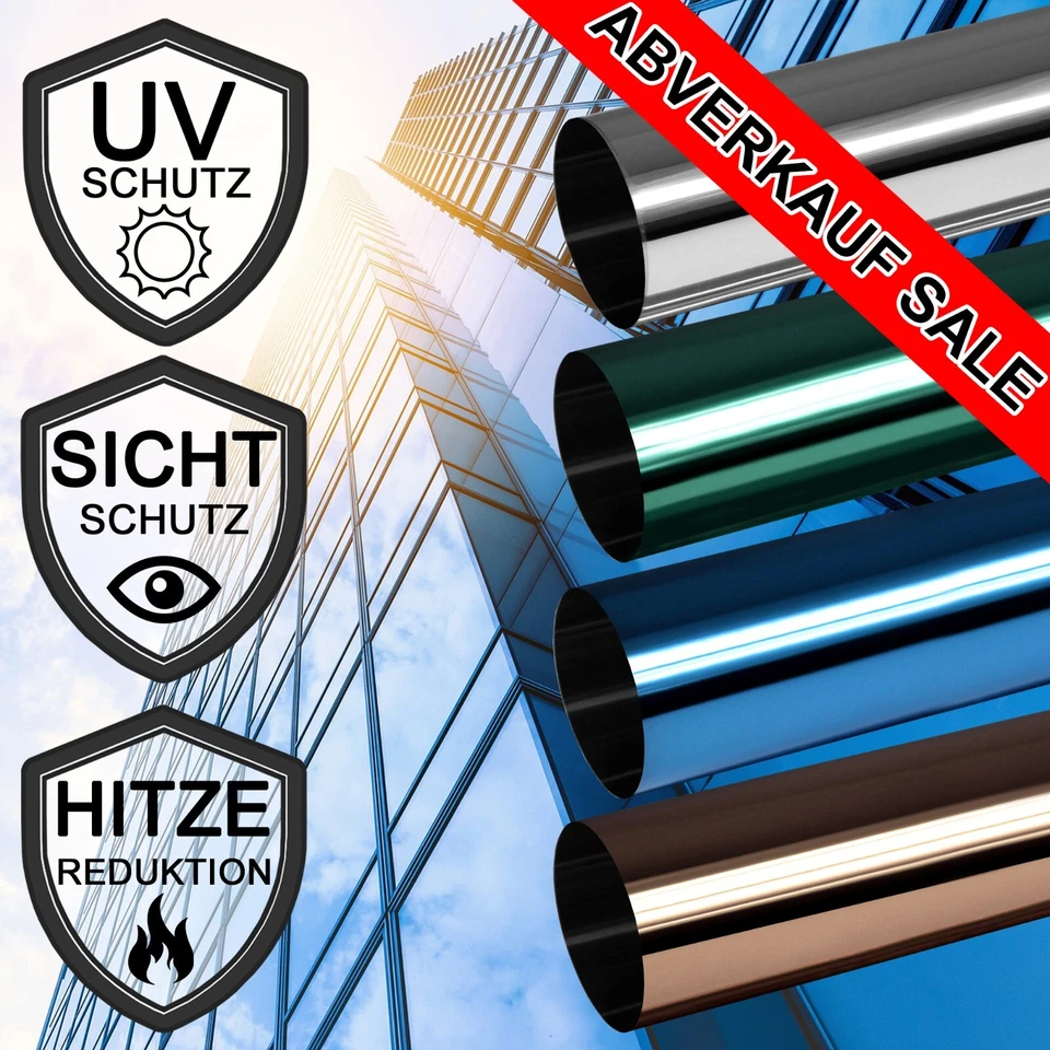 Sonnenschutzfolie (4€/m²) Spiegelfolie Hitzeschutz Fensterfolie Silber Folie - Bild 1 von 4
