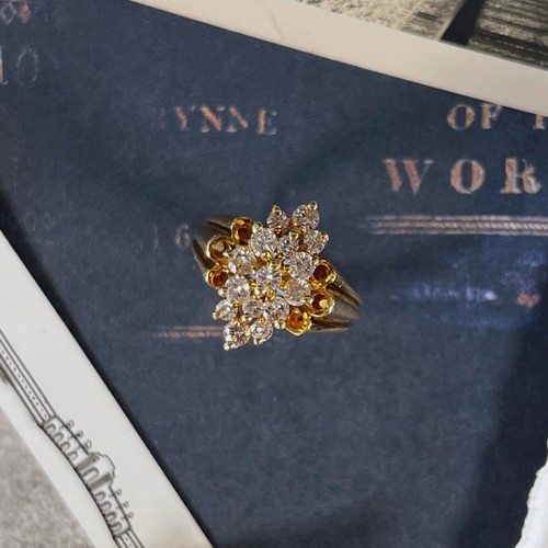 Vintage 14k Yellow Gold and Diamond Cocktail Ring - Picture 6 of 9