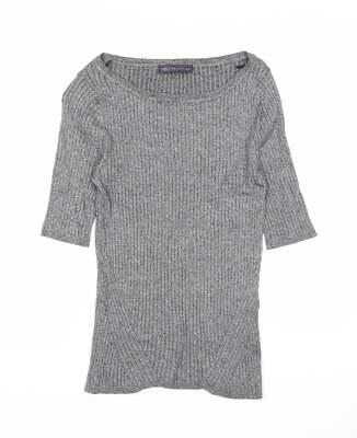 Marks and Spencer Damen Pullover Grau U-Boot-Ausschnitt Viskosemischung Größe 10