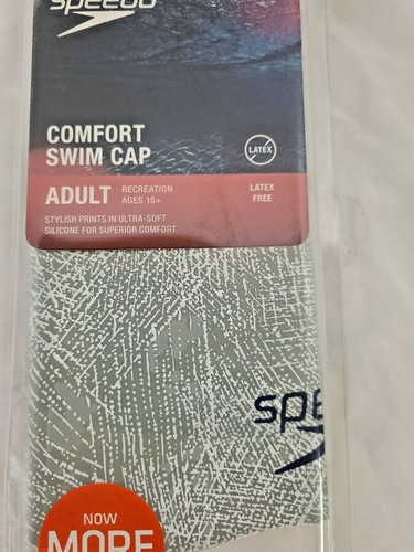 Speedo Adult Silicone Swim Cap- Latex Free- Comfort Fit Ages 15+ Gray - Picture 3 of 7