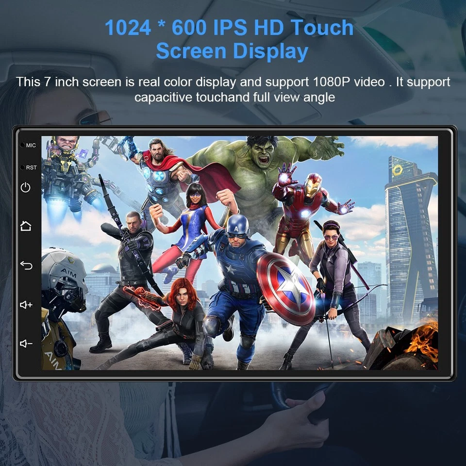 4+64GB 7 Inch 2DIN Car Stereo Radio Android 13 Carplay GPS Navi Bluetooth FM RDS - Image 3 of 4