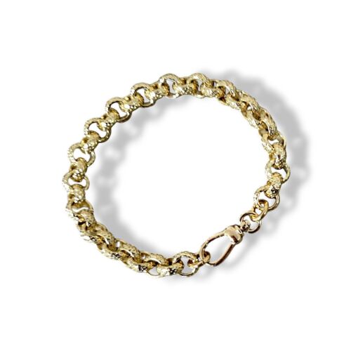 9ct Gold Guilded Babies Patterned Belcher Bracelet Boys Girls 5" 6mm Diamond Cut - Picture 9 of 10