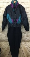 White Fir Women’s Sz 8 Black Ski Suit- Vtg 80s 90s. Poly Pants.