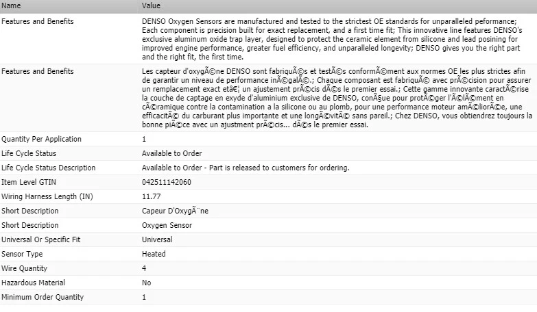 Sensor de oxígeno Denso aguas abajo para 1999-2003 LEXUS RX300 V6-3,0 L Foto 2 de 4