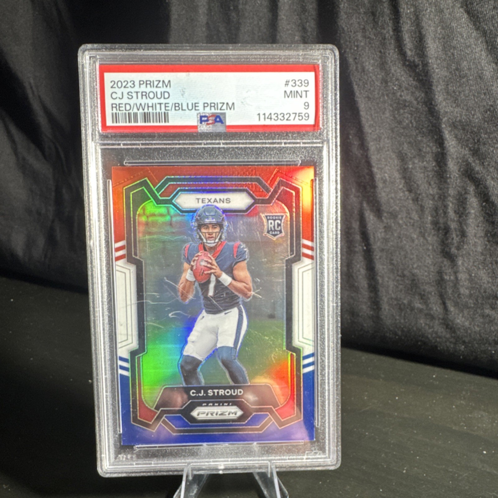 2023 Panini Prizm Rookie C.J. Stroud #339 Red White & Blue Prizm PSA 9