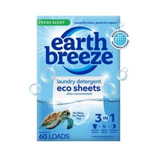 Earth Breeze Laundry Detergent Sheets Fresh 60 Loads/30 Count Pack of 1 