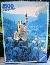 100 COMP. VINTAGE 1983 RAVENSBURGER 1500 PIECE JIGSAW PUZZLE-NEUSCHWANSTEIN IN