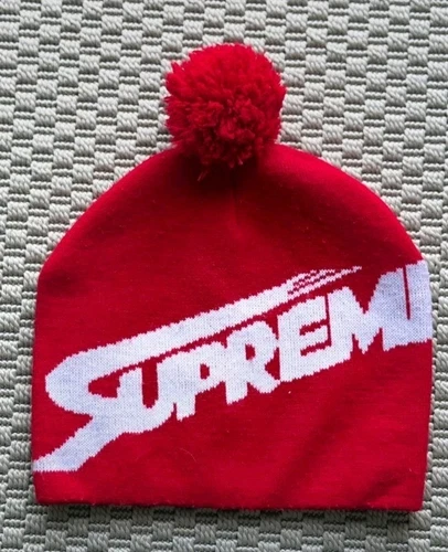 FW08 Supreme Mont Blanc Quaste Beanie Rot 2008 Hut Vintage Hergestellt IN Canada