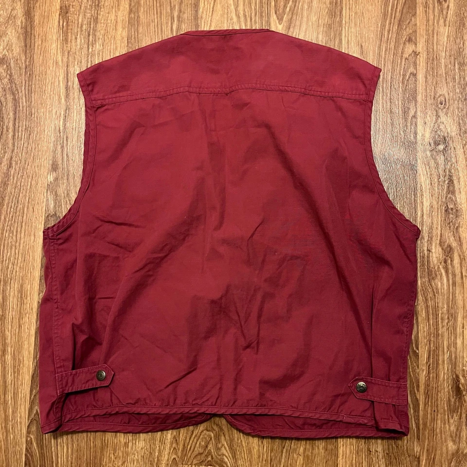 JoyMan Chaleco Utilitario Hombres Pequeño Borgoña Múltiples Bolsillos Cremallera Frontal Pesca Senderismo Foto 2 de 4