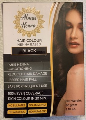Almas Henna Hair Dye Black Powder 80g Henna Based No Sulfates No Ammonia