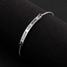 I Love You More Hand Stamped Bracelet Jewelry Gifts for Her Girlfriend Wife C...
