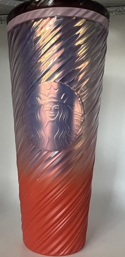 Starbucks Winter 24-25 Sunrise Red Orange Pearl Ombre Swirl Venti Tumbler 24oz