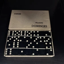 Vintage Puremco Standard Marblelike Dominoes Black Original